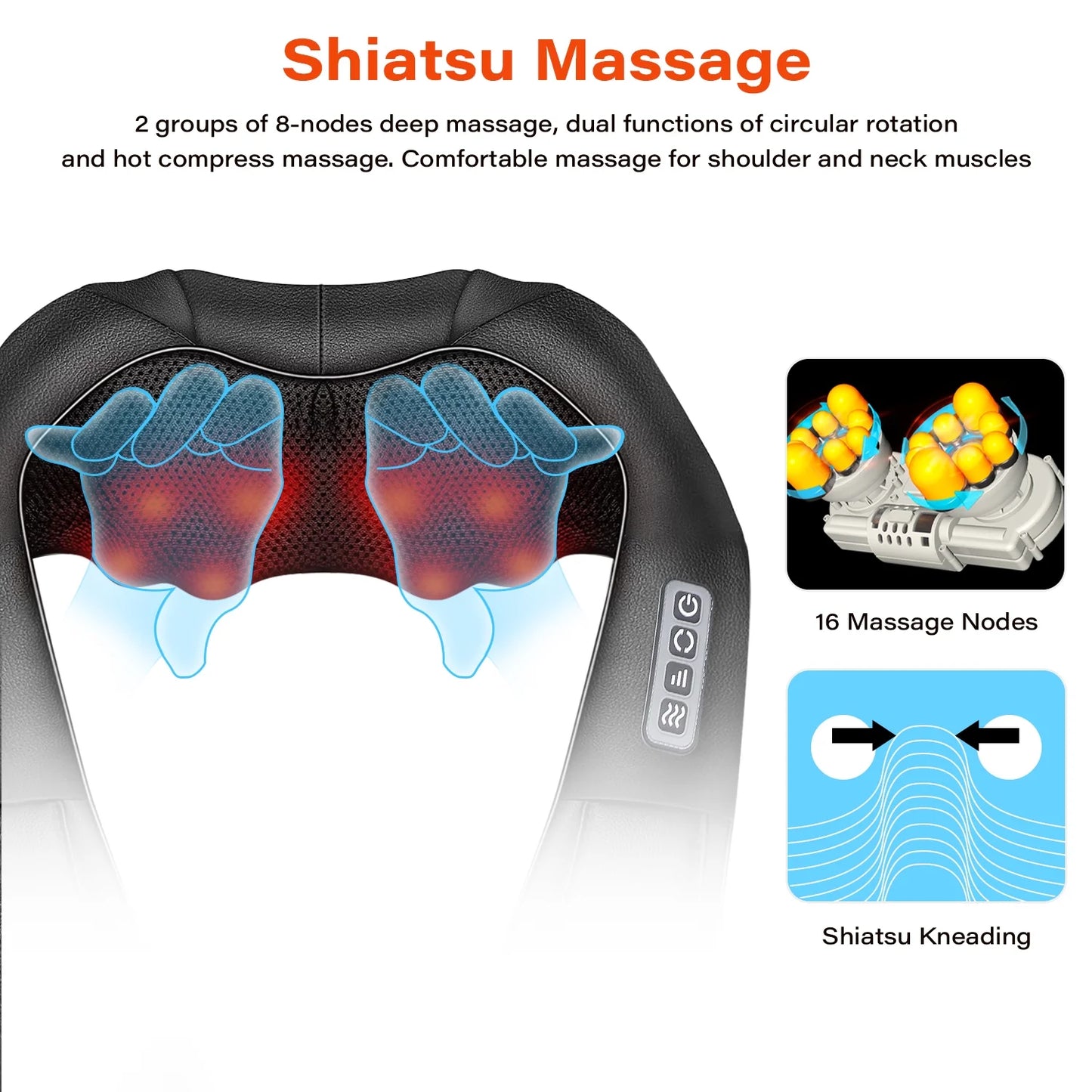 Shiatsu Neck Massager with Heat, Electric Deep Tissue 4D Kneading Massage, Back Shoulder Massager for Body Muscle, Best Gifts for Women Men Mom Dad, Fathers Day, Mothers Day, Christmas Gifts