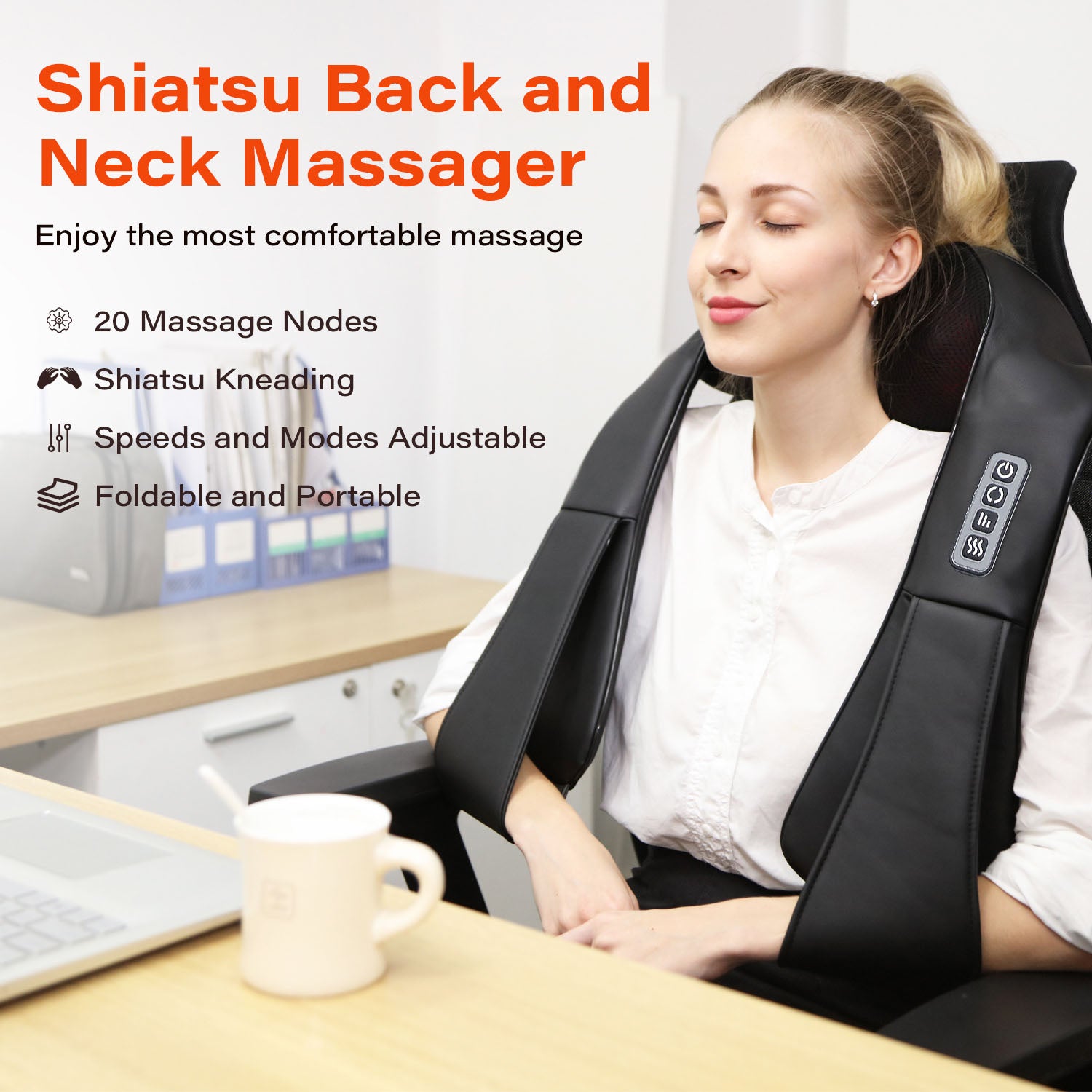 Shiatsu Neck Massager with Heat, Electric Deep Tissue 4D Kneading Massage, Back Shoulder Massager for Body Muscle, Best Gifts for Women Men Mom Dad, Fathers Day, Mothers Day, Christmas Gifts